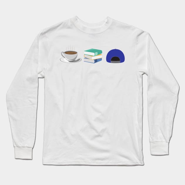 Coffee Cup - Books - Baseball Cap Long Sleeve T-Shirt by Fenay-Designs